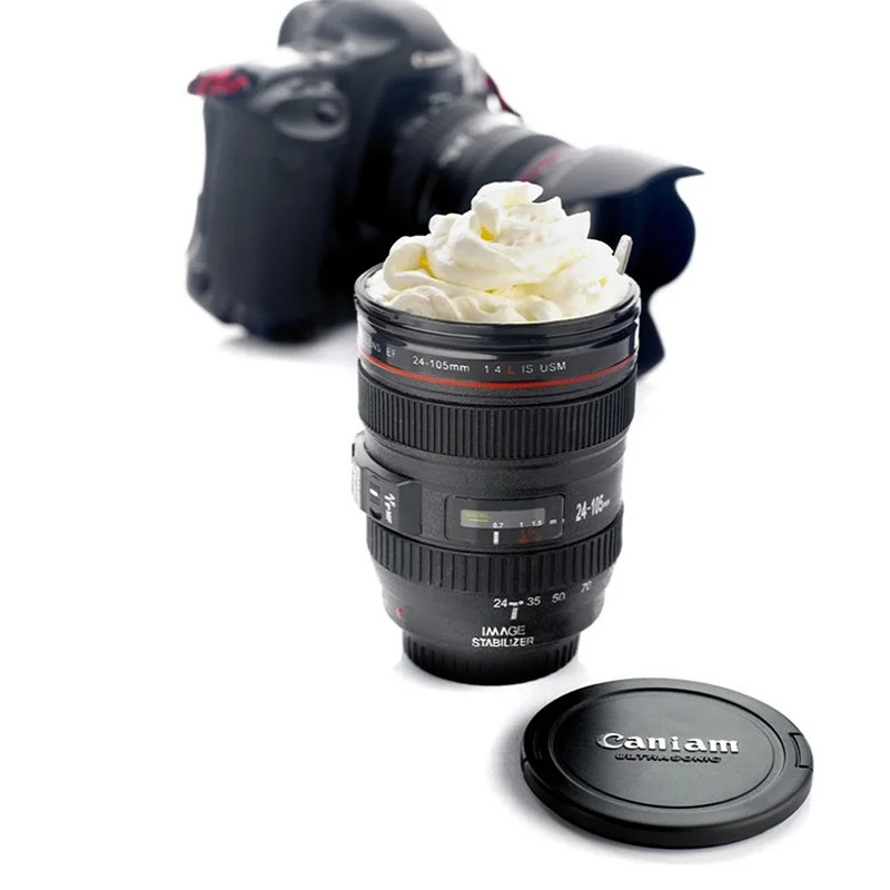 New Coffee Lens Emulation Camera Mug Cup Beer Wine With Lid Black Plastic &amp Caniam Logo tazas cafe | Дом и сад
