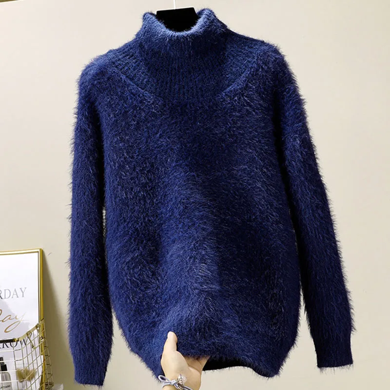 

Autumn Winter Ladies Pullover Turtleneck Sweater Women Warm Sweaters Pullovers Women's High quality Gray Knitwear Sweaters A806