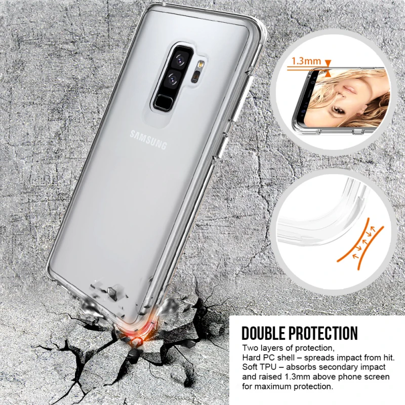 Soft Transparent TPU+Pc Case for Samsung Galaxy S9/S9 Plus Clear Shockproof Back Cover Note 8 S8/S8 S7 Edge | Мобильные телефоны и