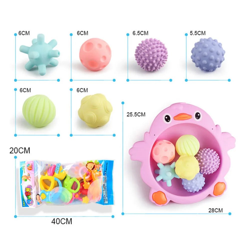 Baby Textured Multi Ball Set Soft Develop Tactile Senses Toy Touch Hand Training Massage Rattle Activity Toys | Игрушки и хобби