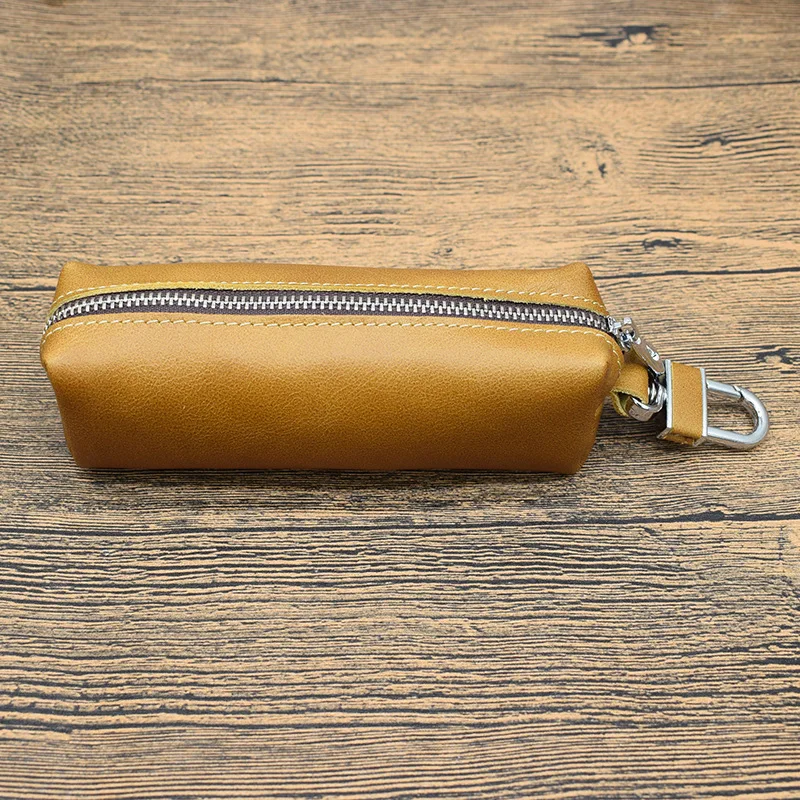 yellowish brown Унисекс держатель ключей для автомобиля из натуральной кожи портмоне для мужчин кошельки для ключей Женские ключницы дизайнерский большой чехол для ключей с брелоком - Цвет: yellowish brown