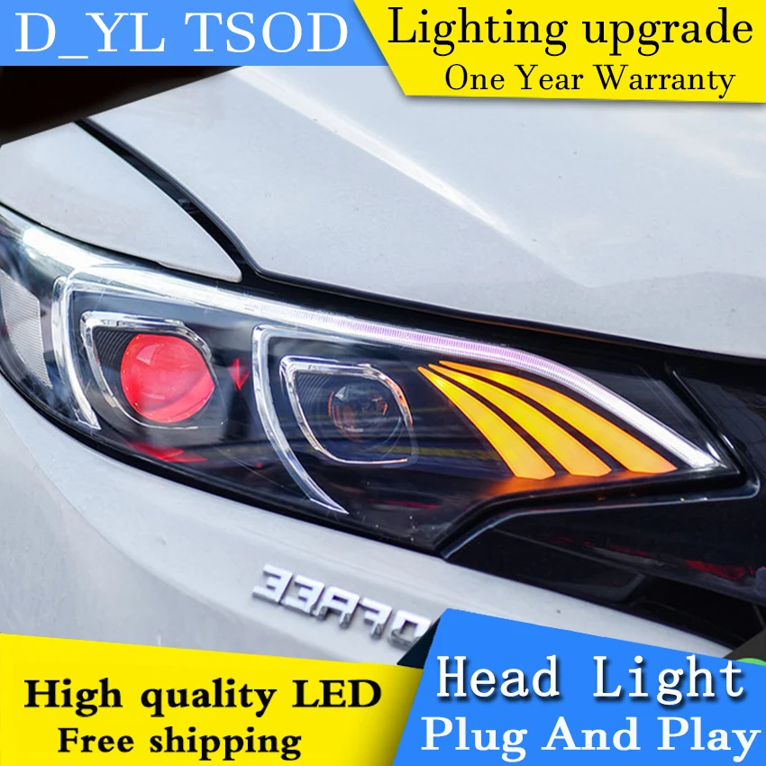 

DY_L Car Styling Head lamp for Honda Fit 2014-2016 LED Headlight DRL H7/D2H HID Xenon bi xenon lens