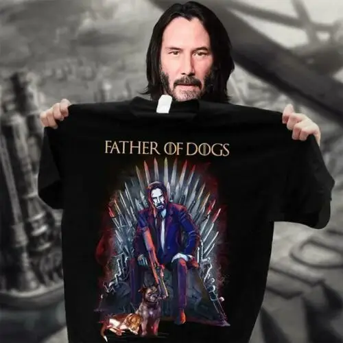 John Wick Keanu Ривз отец собак Мужская футболка Хлопковая мужская футболка с принтом забавная футболка с коротким рукавом