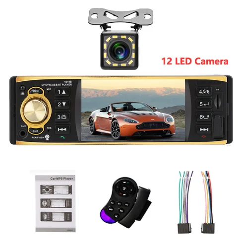 With 12 LED Camera Camecho Автомагнитола 1 din 4022D авторадио FM радио автомобильный аудио плеер 4,1 ''Bluetooth Автомагнитола с камерой заднего вида дистанционное управление - Цвет: With 12 LED Camera
