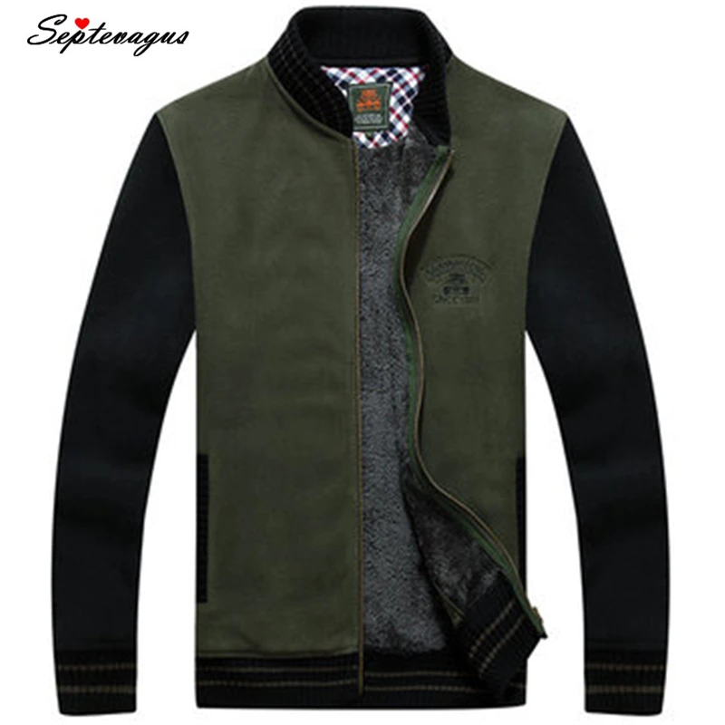 Мужская Утепленная куртка на молнии с воротником стойкой|army green jacket|brand jacketbusiness