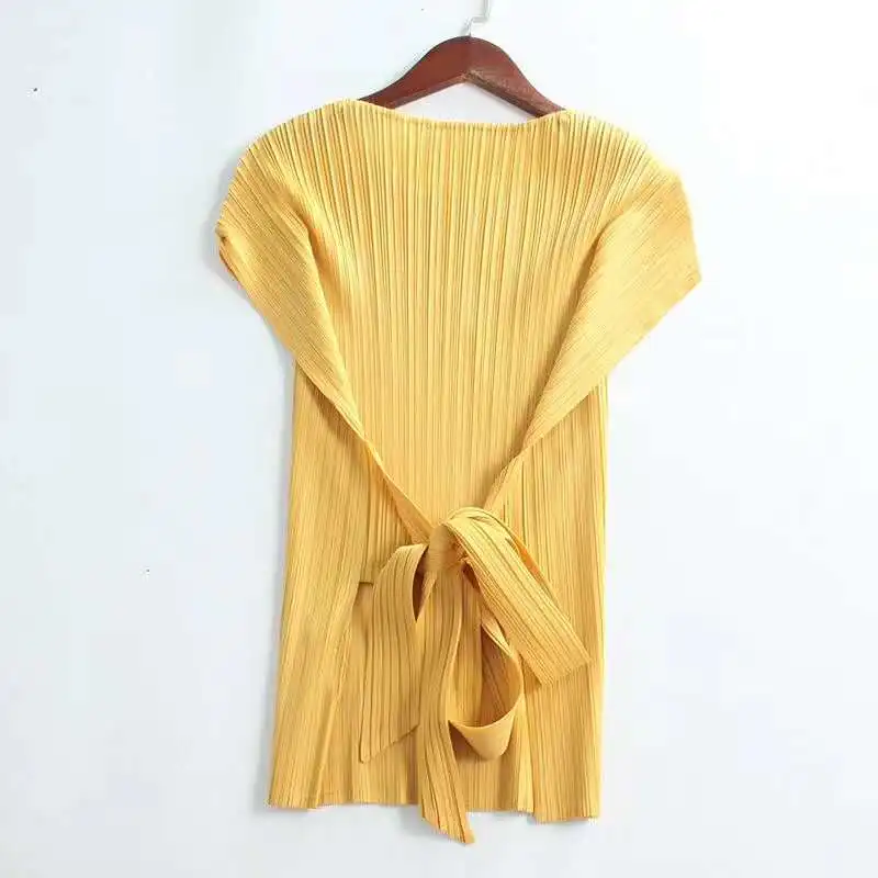 Дизайнерские плиссированные топы на бретелях Miyake Black Chenrui|Майки| |