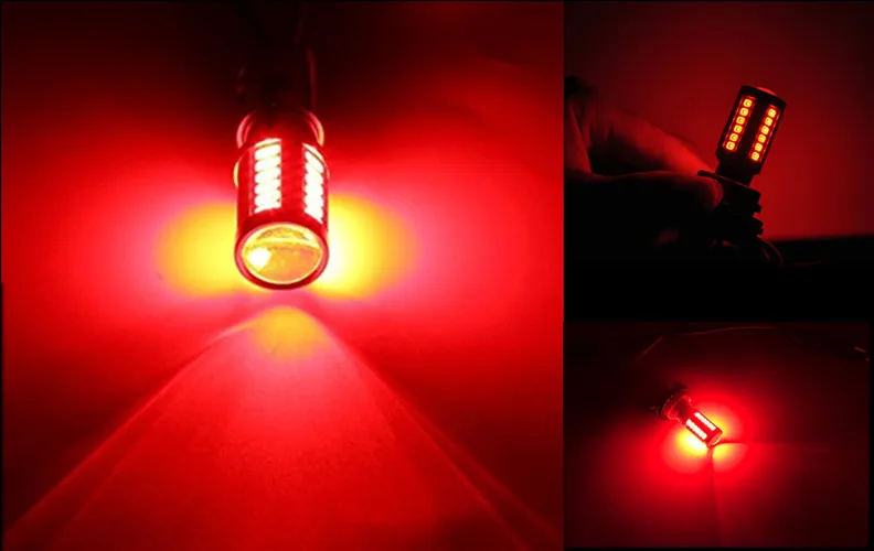 YHKOMS 33 SMD высокая яркость 5630 5730 Чипсет T20 тормозной светильник 7440 7443 светодиодный лампы красный для W21W W215W W3X16D W3X16Q обновления лампы