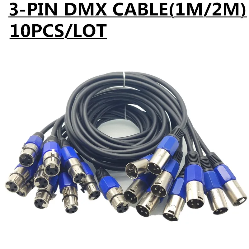10 шт./1 м/2 м DMX сигнальная линия металла XRL 3 PIN Кабель профессиональное сценическое