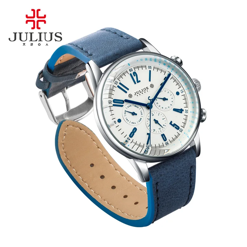 Fashion Erkek Saat Quartz Watch Men JULIUS Sport Relogio Masculino Montre Homme Marque De Luxe Bayan Kol Saati Calendar Week dodo deer wood watch men quartz stopwatches handmade relogio masculino montre homme wristwatch gift for male erkek kol saati