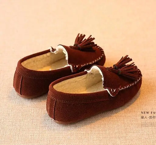 Туфли детские с бахромой мягкие удобные лоферы теплые короткие меховые