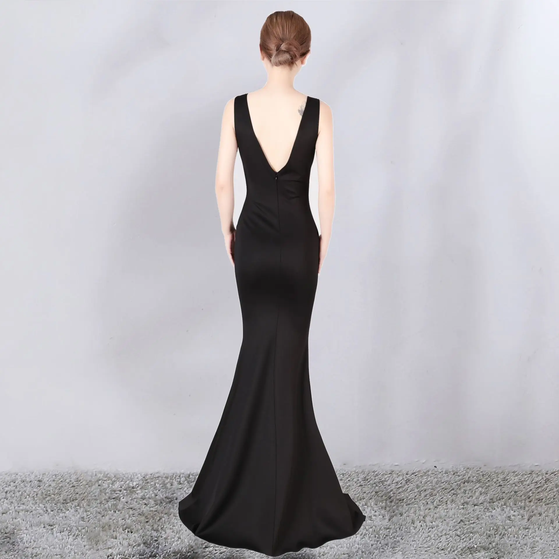 Черные бриллианты глубокий v образный вырез без рукавов Открытый Сплит