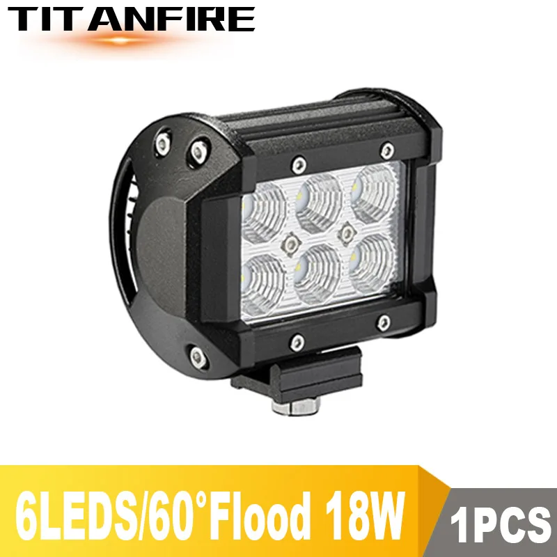1PCS 18W 4inch Flood TF30 4 7 12 18 дюймов 18 Вт 36 Вт 72 Вт 108 ВТ внедорожный светодиодный рабочий светильник светодиодный бар для мотоцикла Трактор Лодка 4WD 4x4 грузовик внедорожник ATV 12 в 24 В - Цвет: 1PCS 18W 4inch Flood