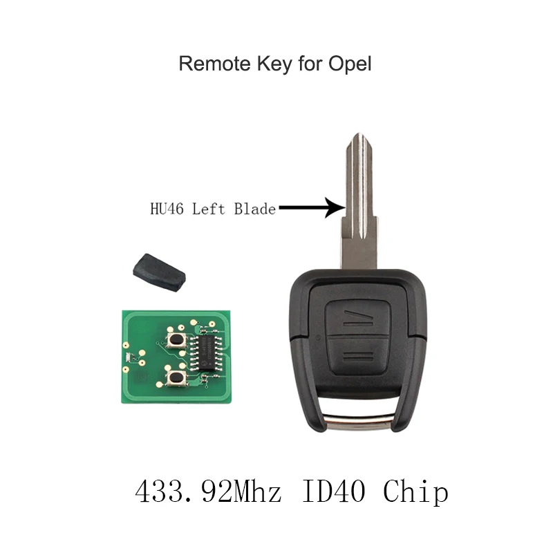 2 кнопки автомобильный удаленный ключ транспондер чип ID40 для Vauxhall Opel Astra 433 92 MHz