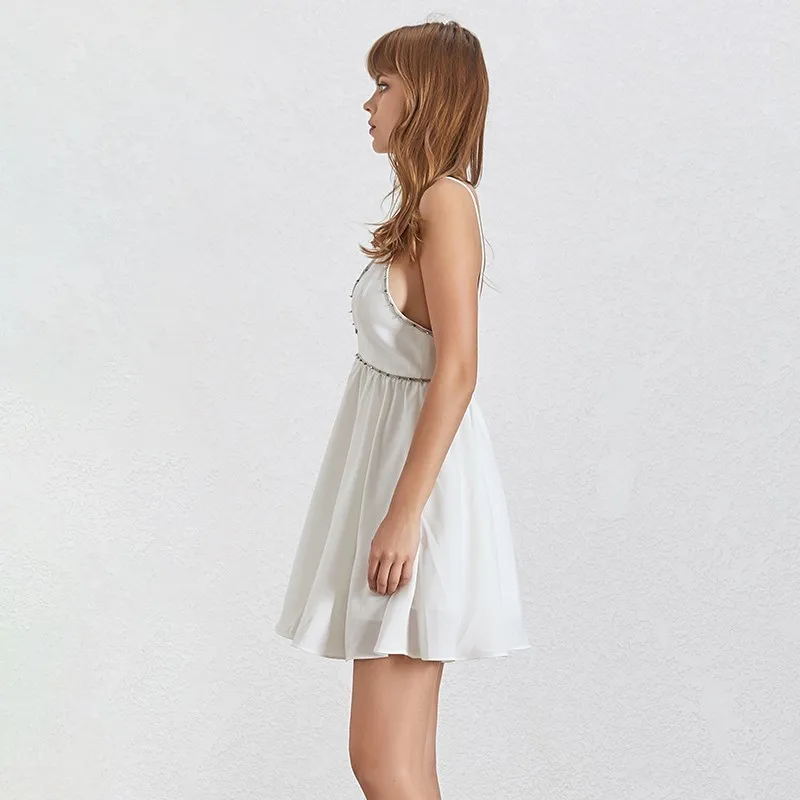 Платье без рукавов TWOTWINSTYLE Летнее мини-платье с v-образным вырезом открытыми