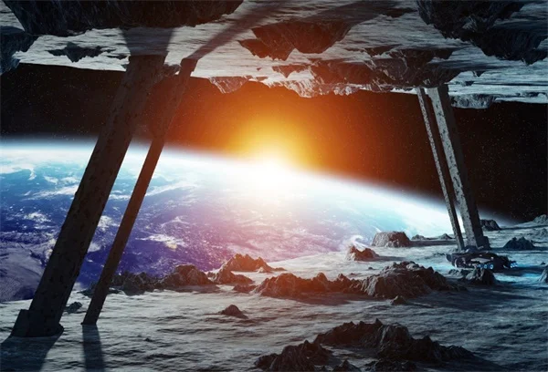 Laeacco космический корабль интерьер планеты фантазия сцена фотографии фоны Индивидуальные фотографии фоны для фотостудии - Цвет: Лаванда