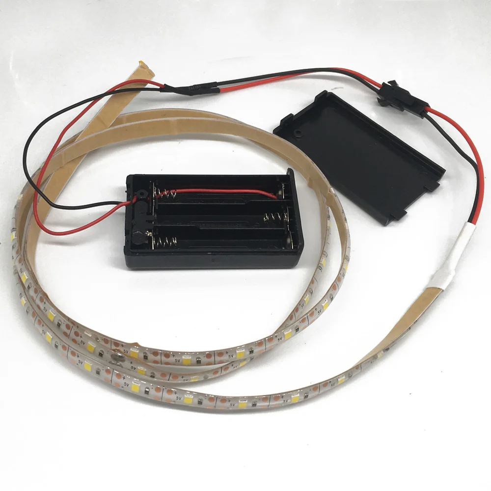 Светодиодная лента на батарейках 3528 SMD с батарейным отсеком белый RGB 0 5 м 2