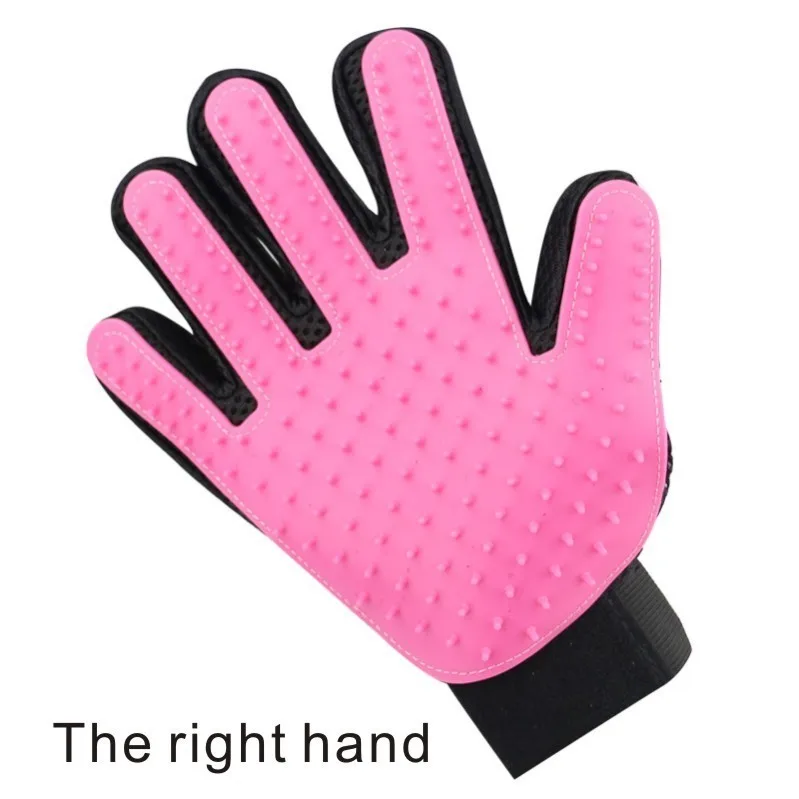 right hand Резиновая щетка для собак, кошек, перчатка для ухода за домашними животными, перчатка для эффективной чистки домашних животных, кошек, собак, перчаток для ванны, расчески для собак - Цвет: right hand