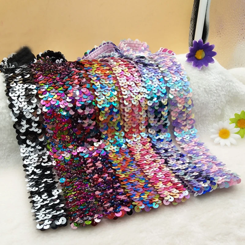 5 ярдов 3 см эластичная тесьма с блестками лента для ремня пришивания одежды