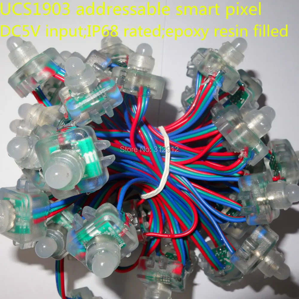 

Адресная светодиодная смарт-гирлянда DC5V UCS1903 со всеми rgb-проводами, класс IP68, светодиодная лампа-вспышка, 50 шт. струны