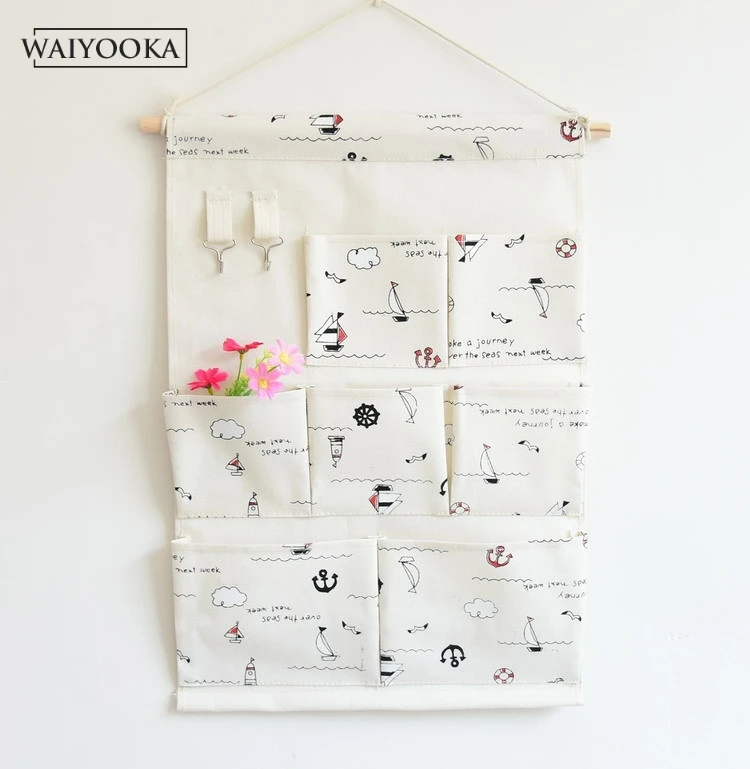 7 карманов шкаф складной Хлопок мультфильм милые Висячие сумки карман на дверь