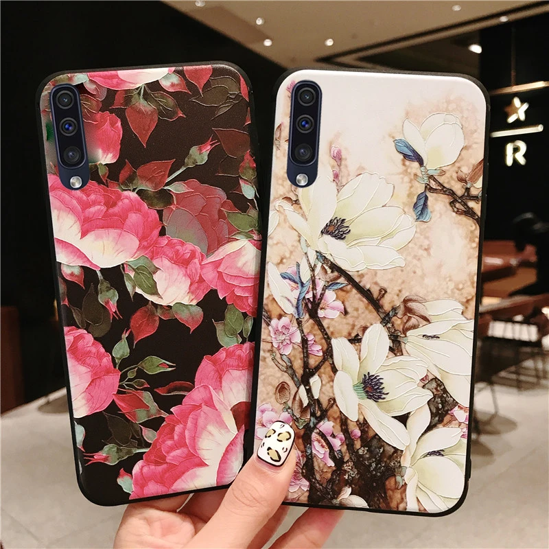 Чехол для Samsung Galaxy A50 A505F 3D цветы розы силиконовый чехол для Samsung Galaxy A30 чехол A40 A70 Note 10 S10e S10 Plus