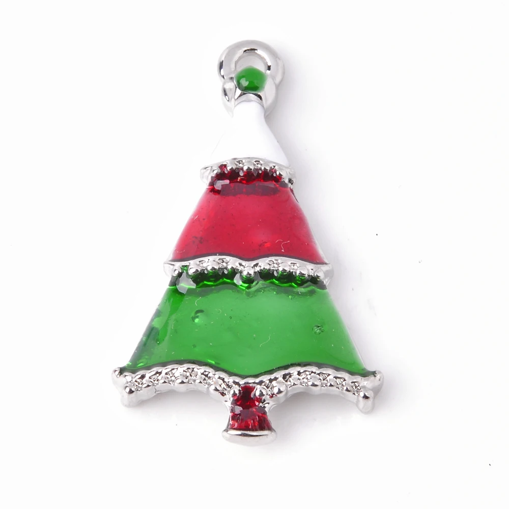 2017 New Arrival lots 20PcsXSilver-tone Christmas Candy Cane Decoration Pendant Enamel Charms Jewelry EK0018 | Украшения и
