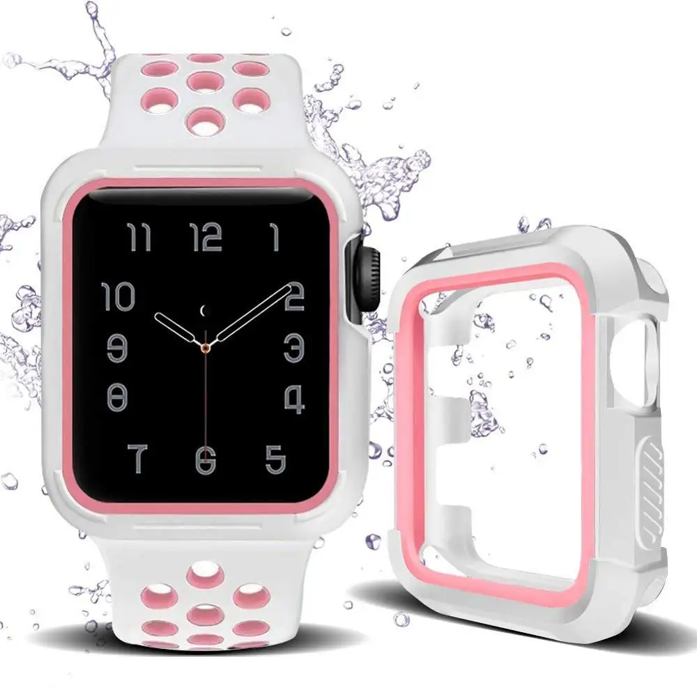 White-Pink Наручных часов Apple Watch, версии с Чехол 38-42, не замненная Мягкий защитный чехол силиконовый спортивный ремешок для смарт-часов Series4/3/2/1 Nike Sport Edition - Цвет ремешка: White-Pink