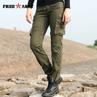 fashion womens multi pocket loose casual pants outside tooling army green military trousers straight womens pants pant
