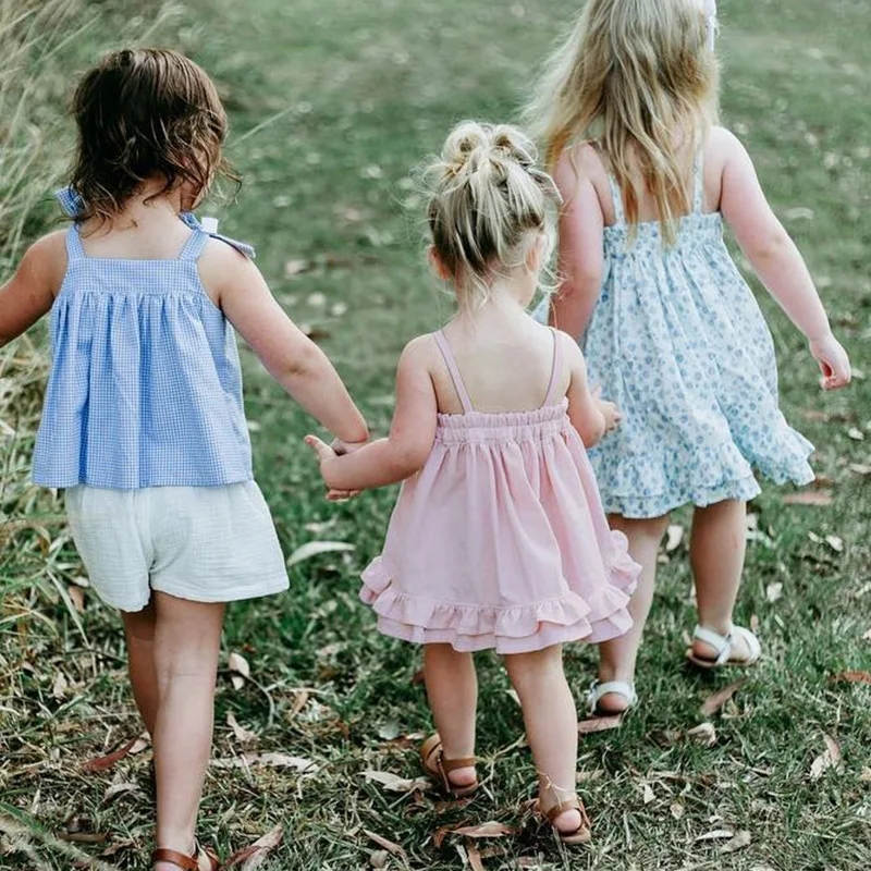 New 2019 Summer Girl Dress Toddler Baby Girls Pink Sleeveless Princess Outfits Clothes Dropshipping 1-4 Years | Детская одежда и