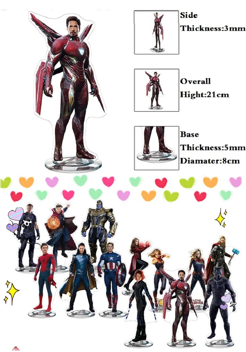 Marvel Мстители 4 супергерой Железный человек, Капитан Америка, Халк, танос стоячие тарелки акриловые миниатюры украшения ремесла
