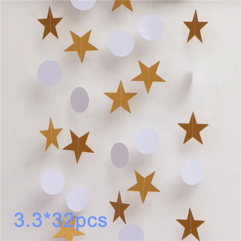 gold star and round Kuchang, 2,3 м, яркие, розовые, золотые, серебряные, Звездные бумажные гирлянды, подвесные гирлянды, баннеры, вечерние украшения, свадебные, на день рождения, для вечеринок - Цвет: gold star and round