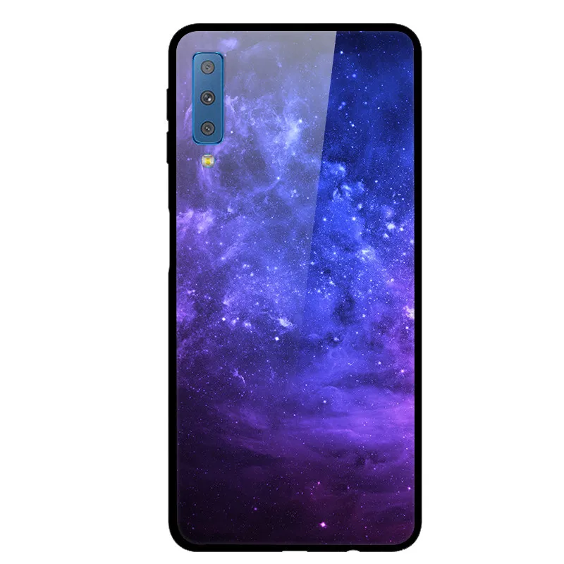 Чехол из закаленного стекла для samsung Galaxy A7, чехол с планетой космосом, стеклянный чехол на заднюю панель для samsung A7, A750, A750F 6,0, чехол - Цвет: 12
