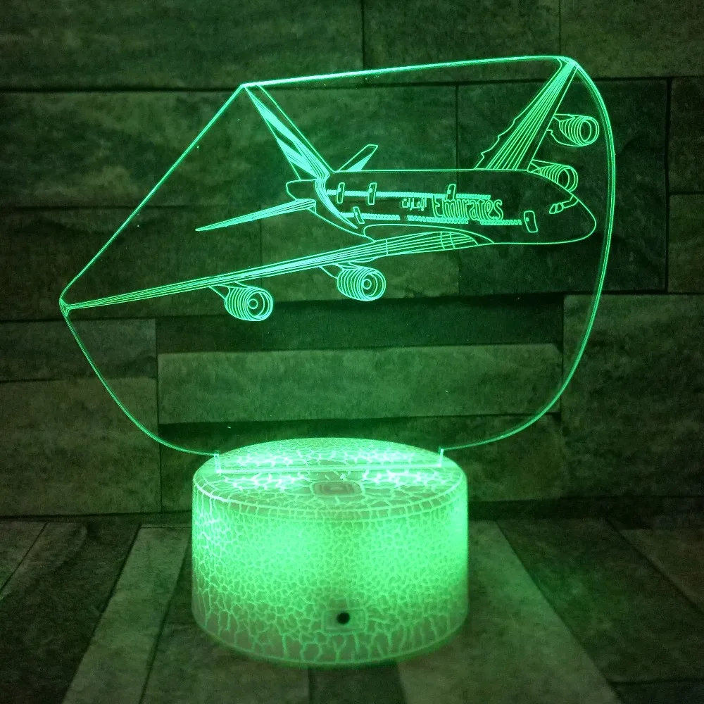 Самолет 3D ночник 7 видов цветов Изменение LED JET настольная лампа художественная