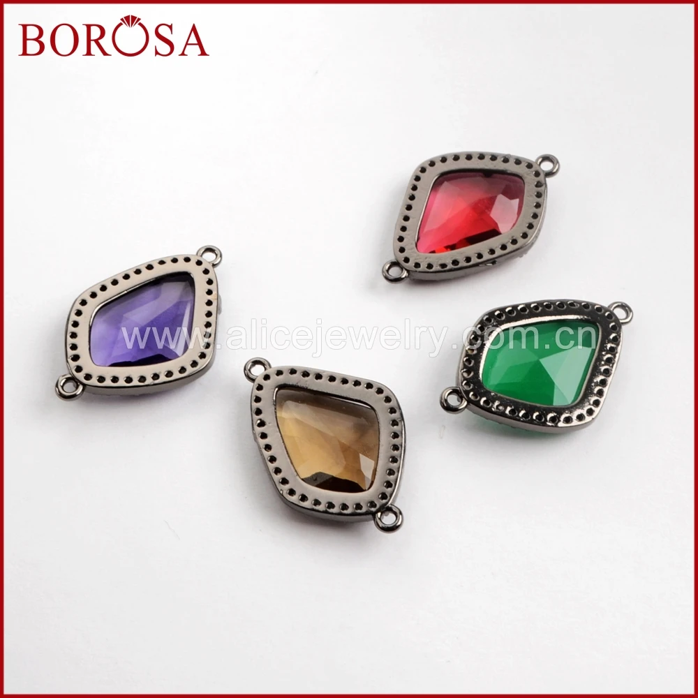 BOROSA черный цвет 15 шт Drusy Micro Pave CZ Rhinestone граненые каменные соединители оптовая