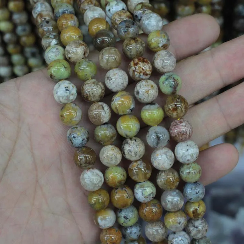 

round yellow opal GEM beads natural stone beads DIY loose beads for jewelry making strand 15" wholesale