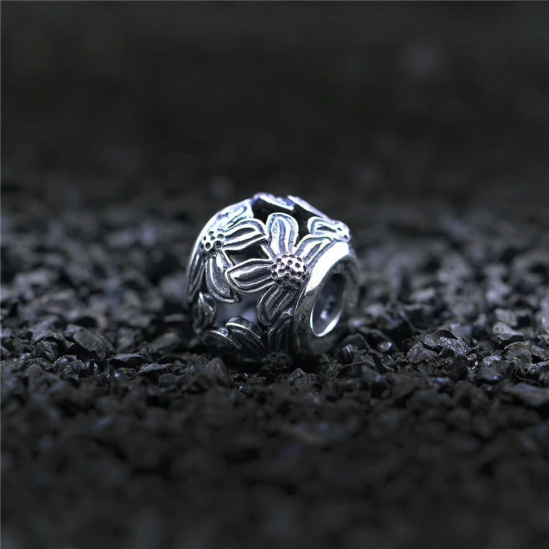 Стерлинговое Серебро винтажные Шарм-бусины в виде цветка подходят европейские