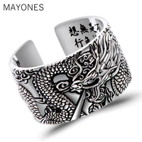 999 sterling silver dragon rings for men homme vintage open ring thai silver jewelry cool birthday party gift