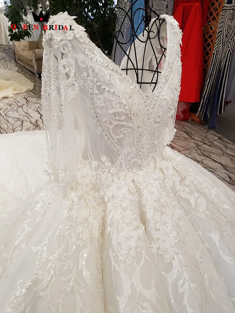 Бальное платье 2021 robe de mariee с V образным вырезом кружевное украшенное бисером vestido