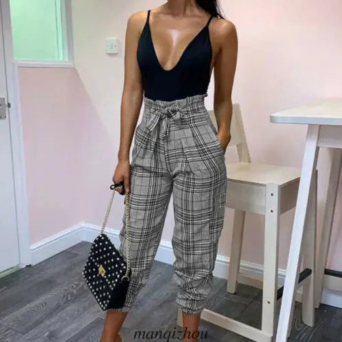 Женские шаровары с высокой талией свободные длинные спортивные штаны в полоску