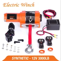 winch car 12v remote control set electric winch 3000lb heavy duty atv trailer high strength nylon rope electric winch