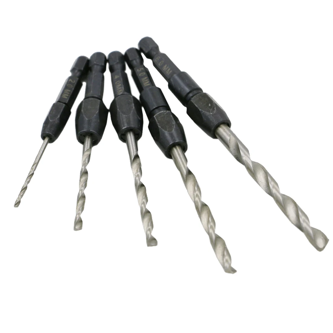 

5pc Quick Change Drill Bit Set Hex Shank Metric 2mm to 6mm Twist Drill Bit Steel Plate Hole Cutter Drill HSS 6542 Core Drill Bit