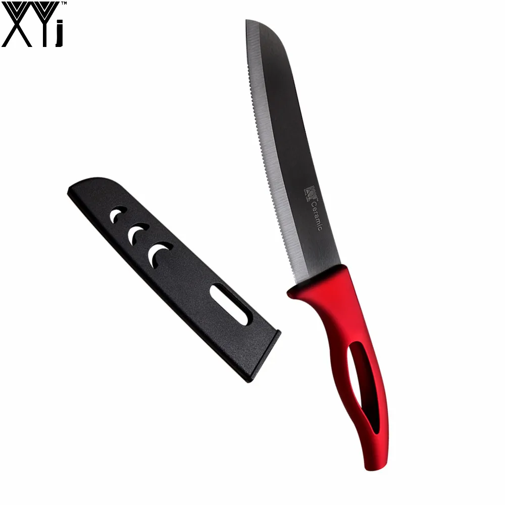 Керамика хлеб Ножи черное лезвие красной ручкой экологичный 6 дюймов santoku xyj
