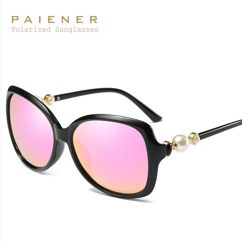 Брендовые женские поляризационные солнцезащитные очки большая оправа с