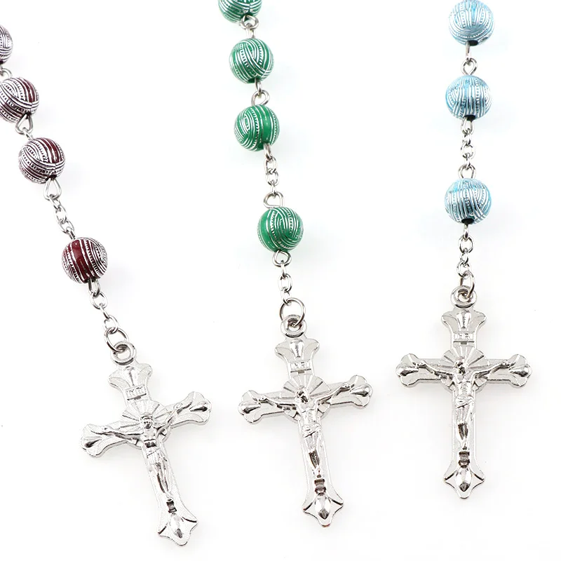 8 мм серебряное круглое пластиковое с принтом|necklace with|rosary necklacenecklace necklace |