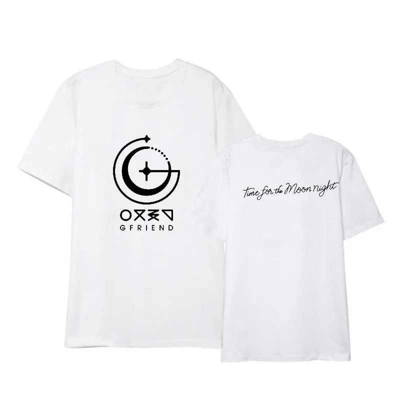 White Kpop GFRIEND Time For The Moon Album Shirts Повседневная Свободная одежда в стиле хип-хоп футболка Топы с короткими рукавами футболка DX664 - Цвет: White