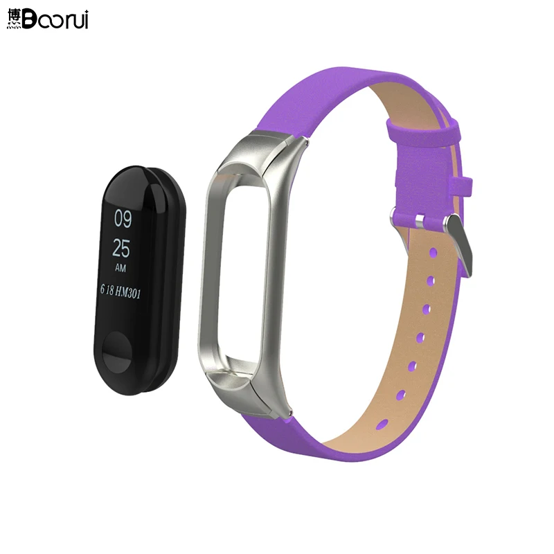 Кожаный ремешок BOORUI для Miband 3 умные аксессуары Xiaomi Mi Band сменный защиты от потери