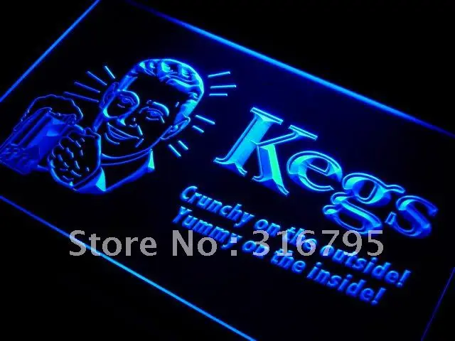 

i124 Kegs crunchy outside yummy inside Beer LED Neon Light Signs On/Off Switch 20+ Colors 5 Sizes