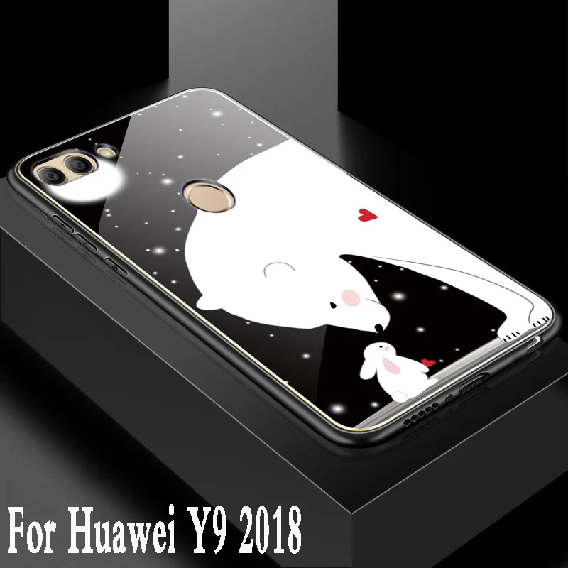 Для huawei y9 2018 чехол наслаждаться 8 plus Роскошные закаленное Стекло Мультфильм