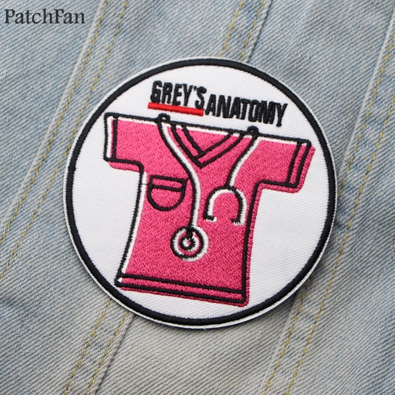 Patchfan серый Анатомия медсестры письмо Швейные diy значки вышитые железные на нашивках одежда кошелек значок стикер A1727