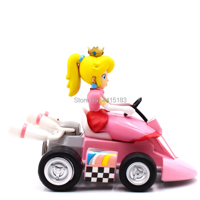 13 см аниме Super Mario Bros Kart вытяжной автомобиль Персик ПВХ фигурка кукла Коллекционная модель игрушки Рождественский подарок для детей